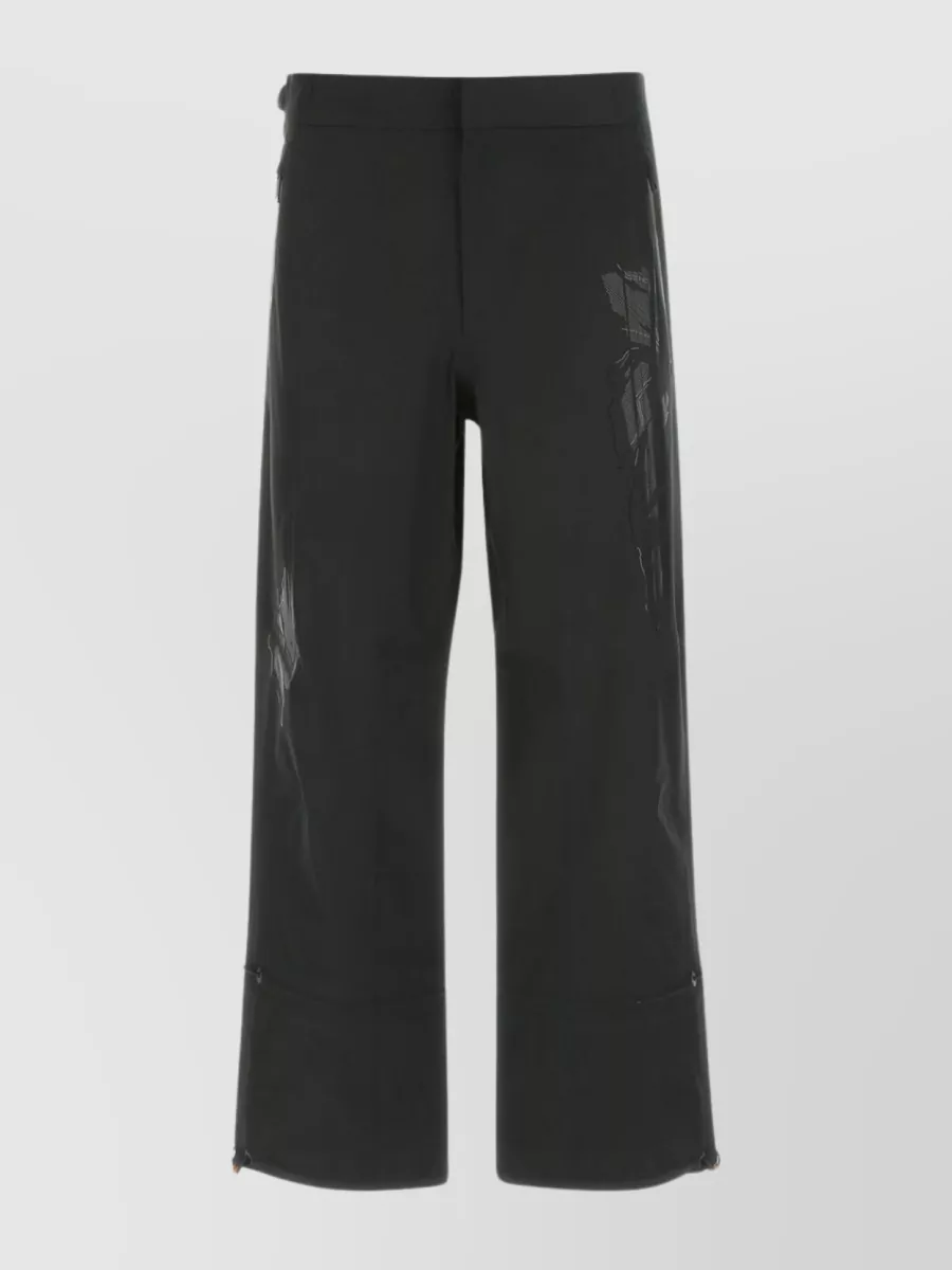 Shop Ermenegildo Zegna Wide-leg Elasticated Tech Trousers With Peculiar Print In Black