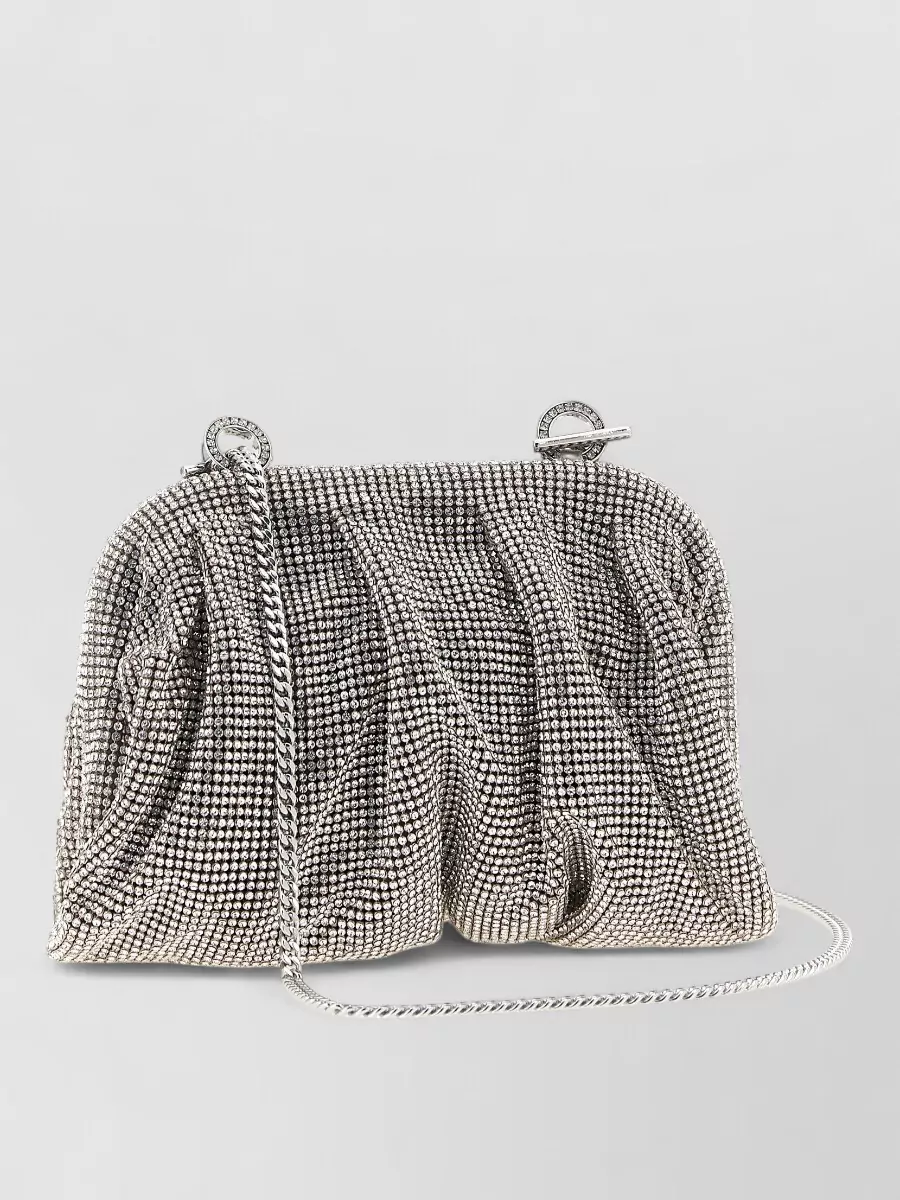Benedetta Bruzziches Crystal-Embellished Draped Mini Clutch Bag