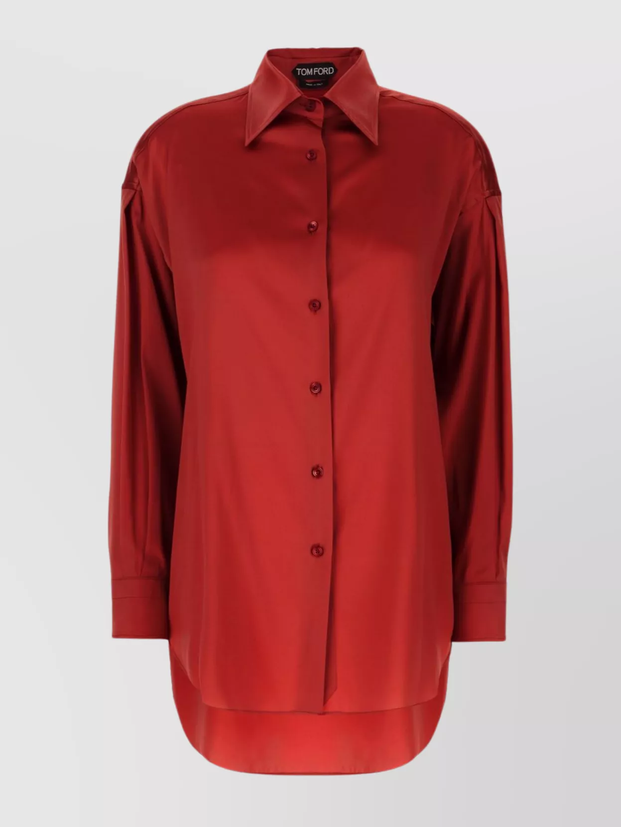 Tom Ford Silk Shirt With Collared Neck And Long Sleeves In Burgundy