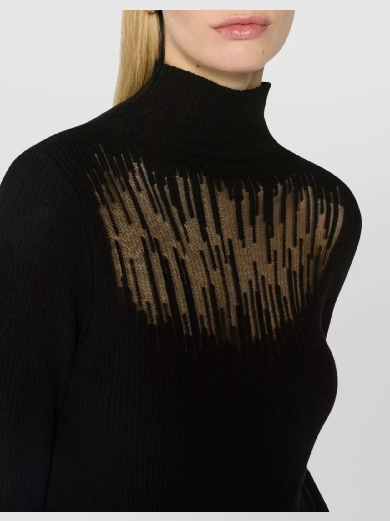 Genny Fitted High Neck Long Sleeve Knit Sweater