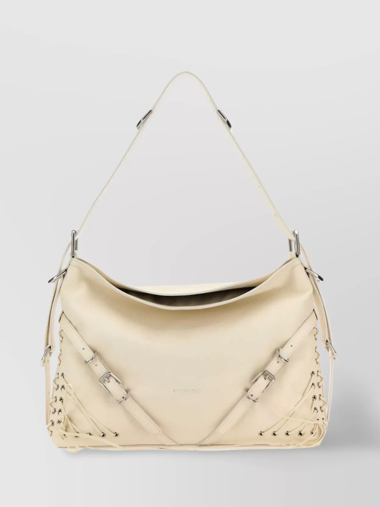Shop Givenchy Medium Leather Shoulder Bag With Adjustable Strap And Lace-up Accents