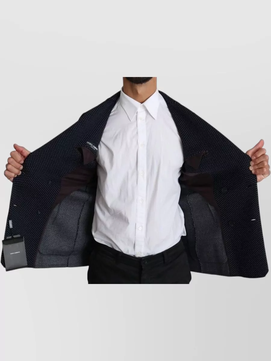 Dolce&Gabbana Virgin Wool Silk Dotted Double-Breasted Blazer