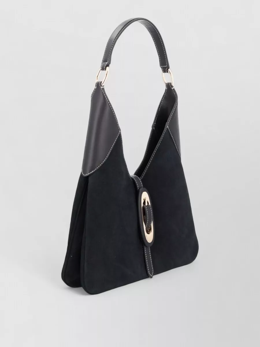 Michael Kors Suede Shoulder Bag Metal Hardware