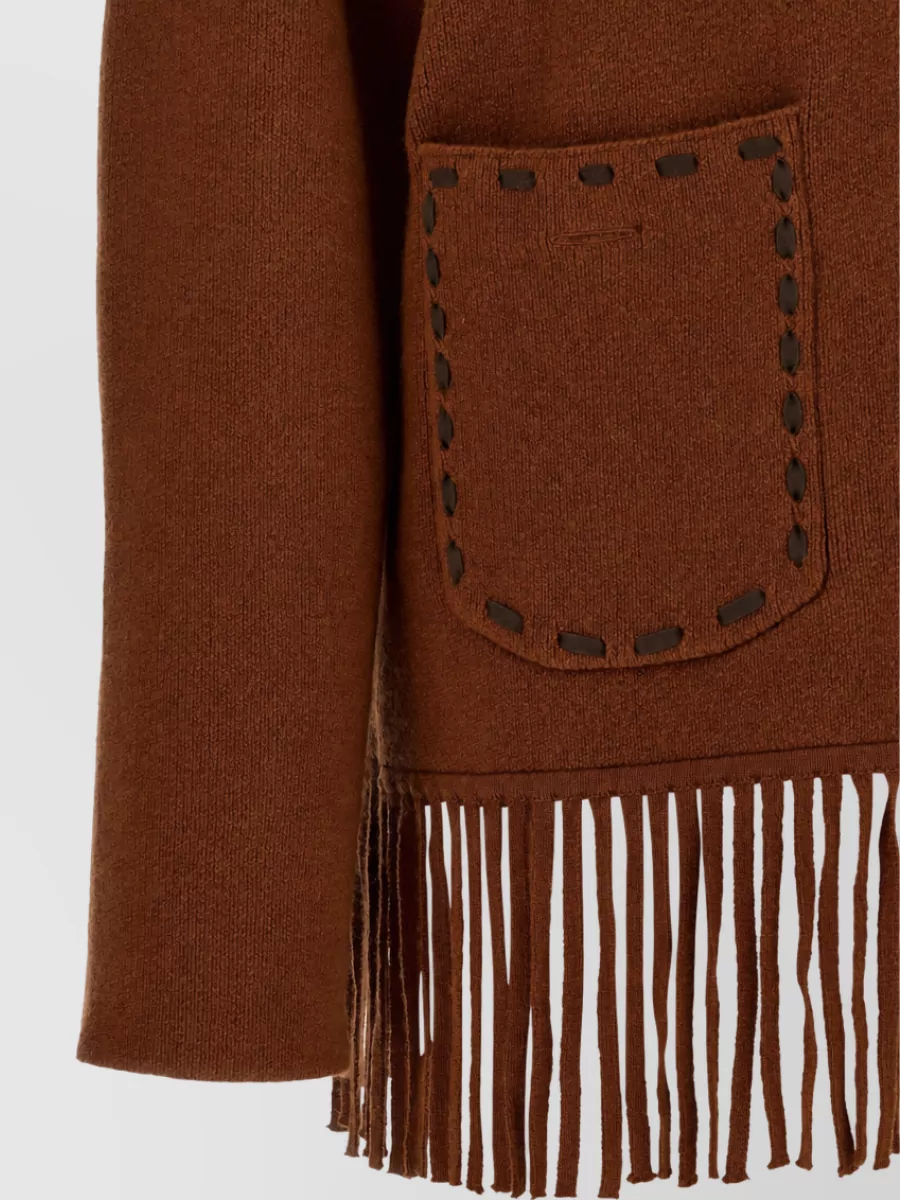 Guest In Residence Cashmere Wool Fringe Knit Jacket
