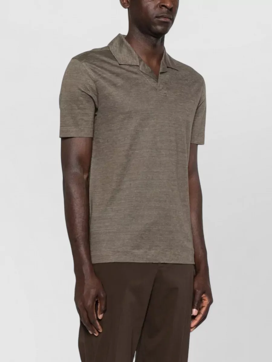 Zegna Linen V-Neck Polo Shirt