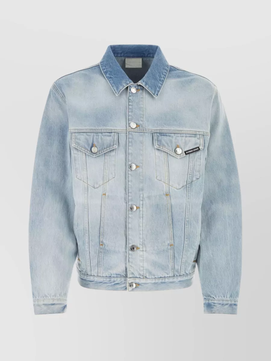 Shop Vtmnts Adjustable Hem Paris Denim Jacket In Blue