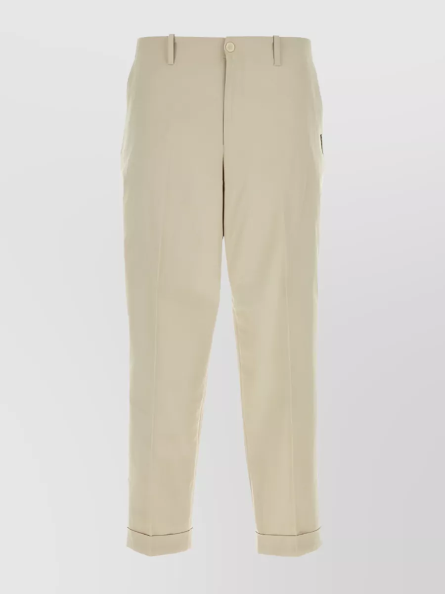 Shop Etro Cotton Blend Straight-leg Cropped Pants In Cream
