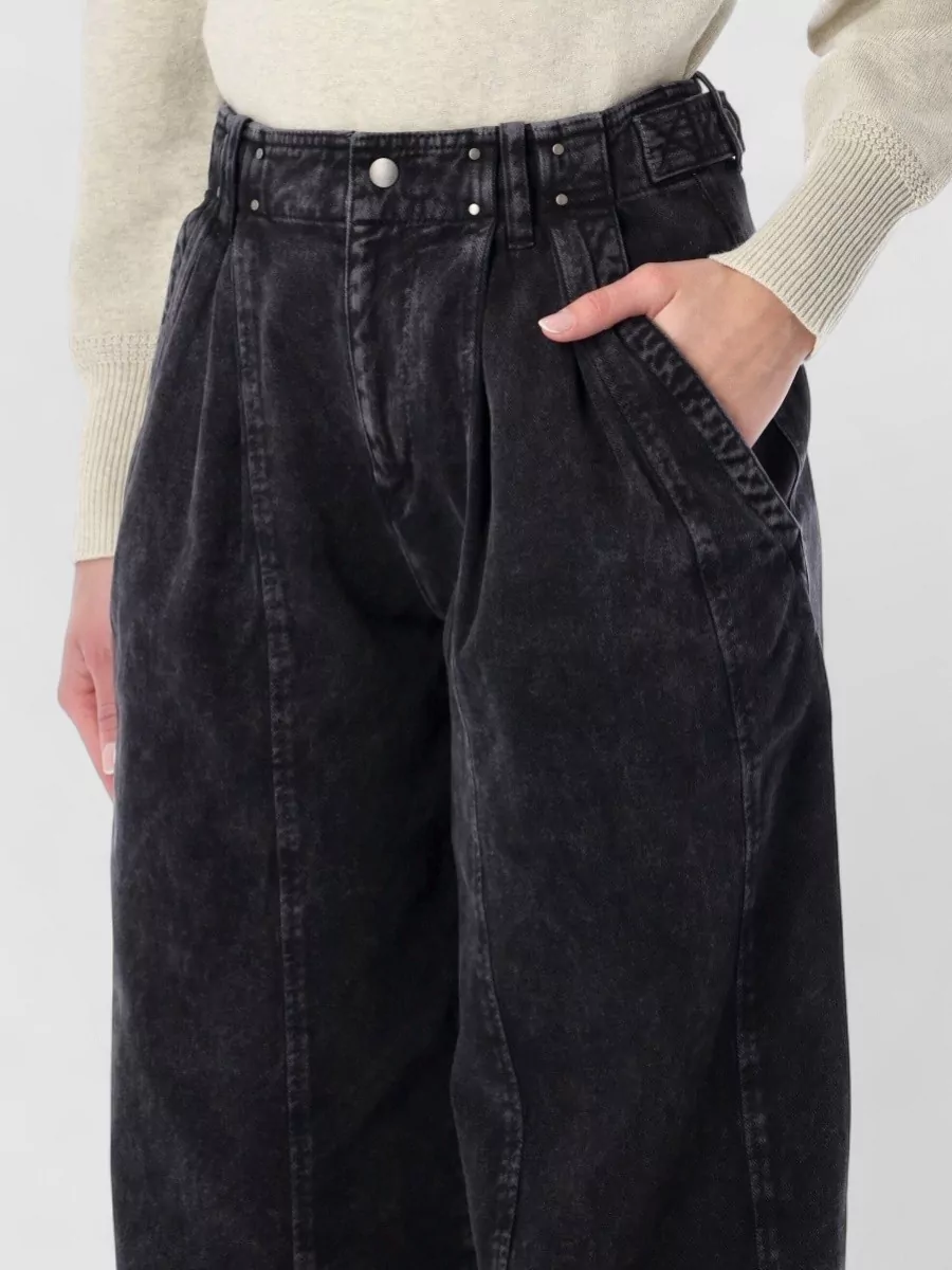 Isabel Marant Pleated Wide Leg Denim Trousers