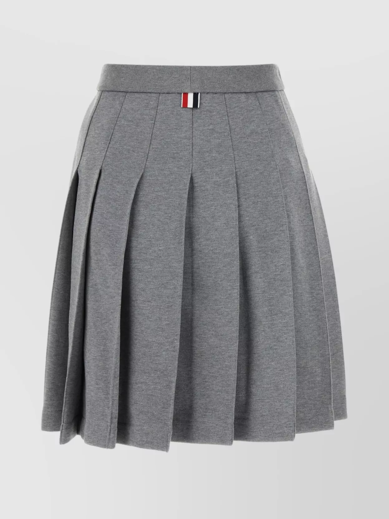 Thom Browne Mini Skirt With Lateral Slits And Signature Stripe In Gray