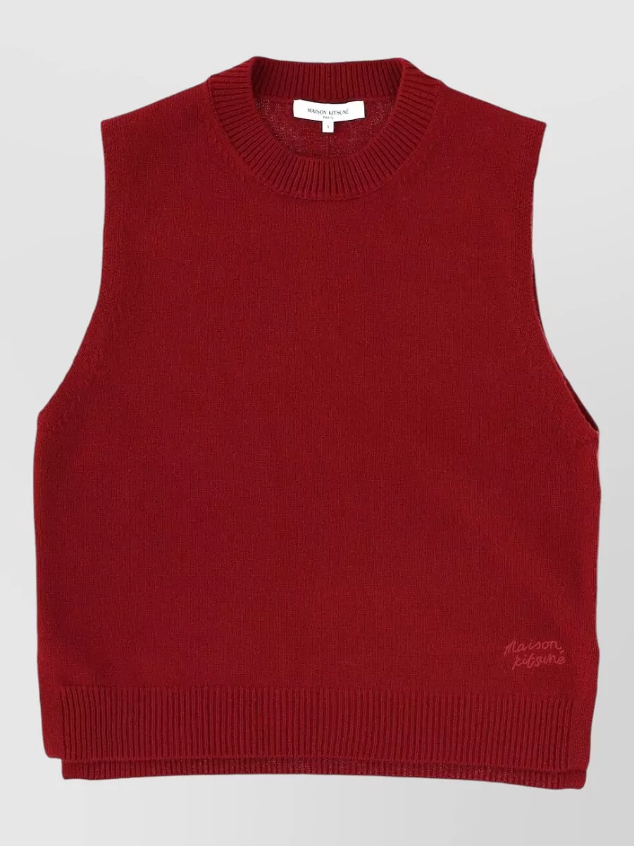 Maison Kitsuné wool sleeveless knitted top