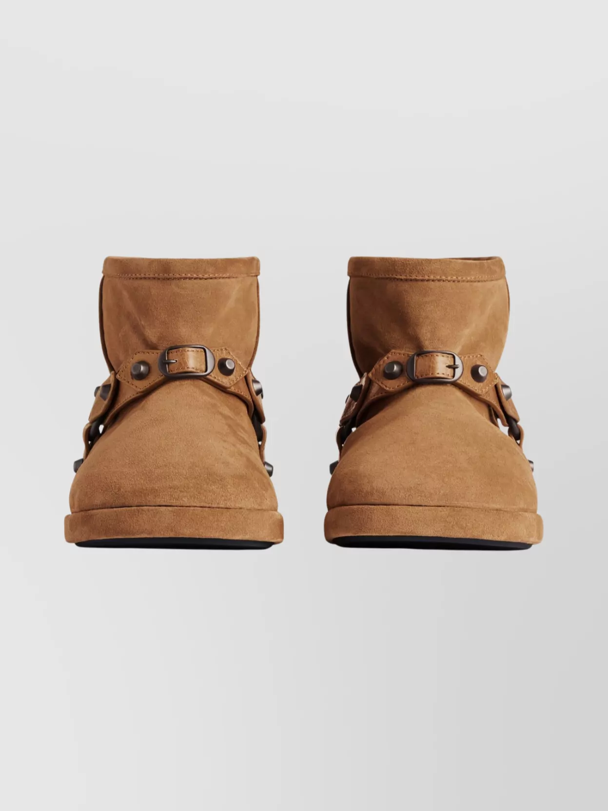 Balenciaga Ankle Boots With Buckle And Flat Sole In Brown