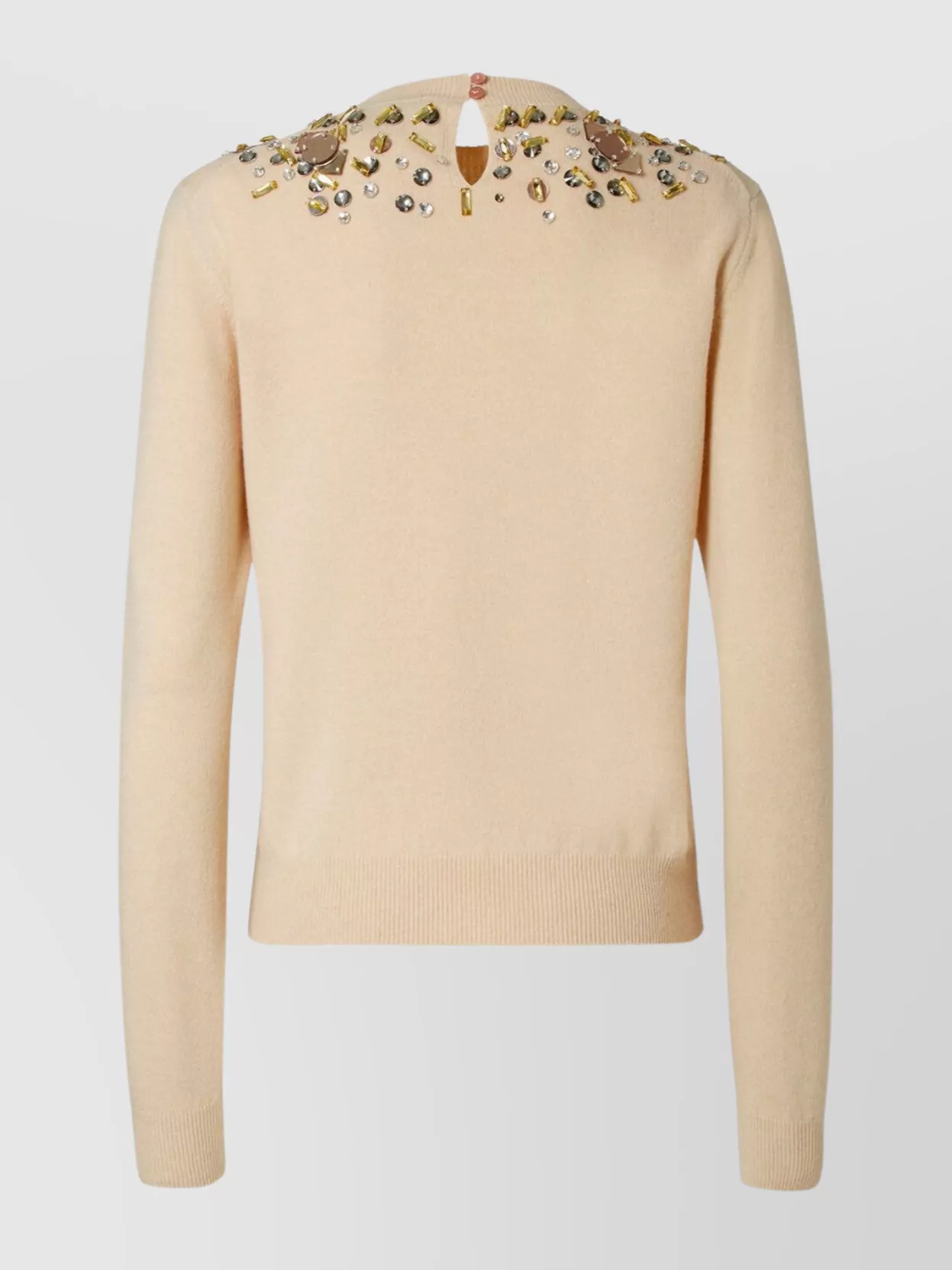 Fendi Knitwear With Embellished Neckline And Long Sleeves