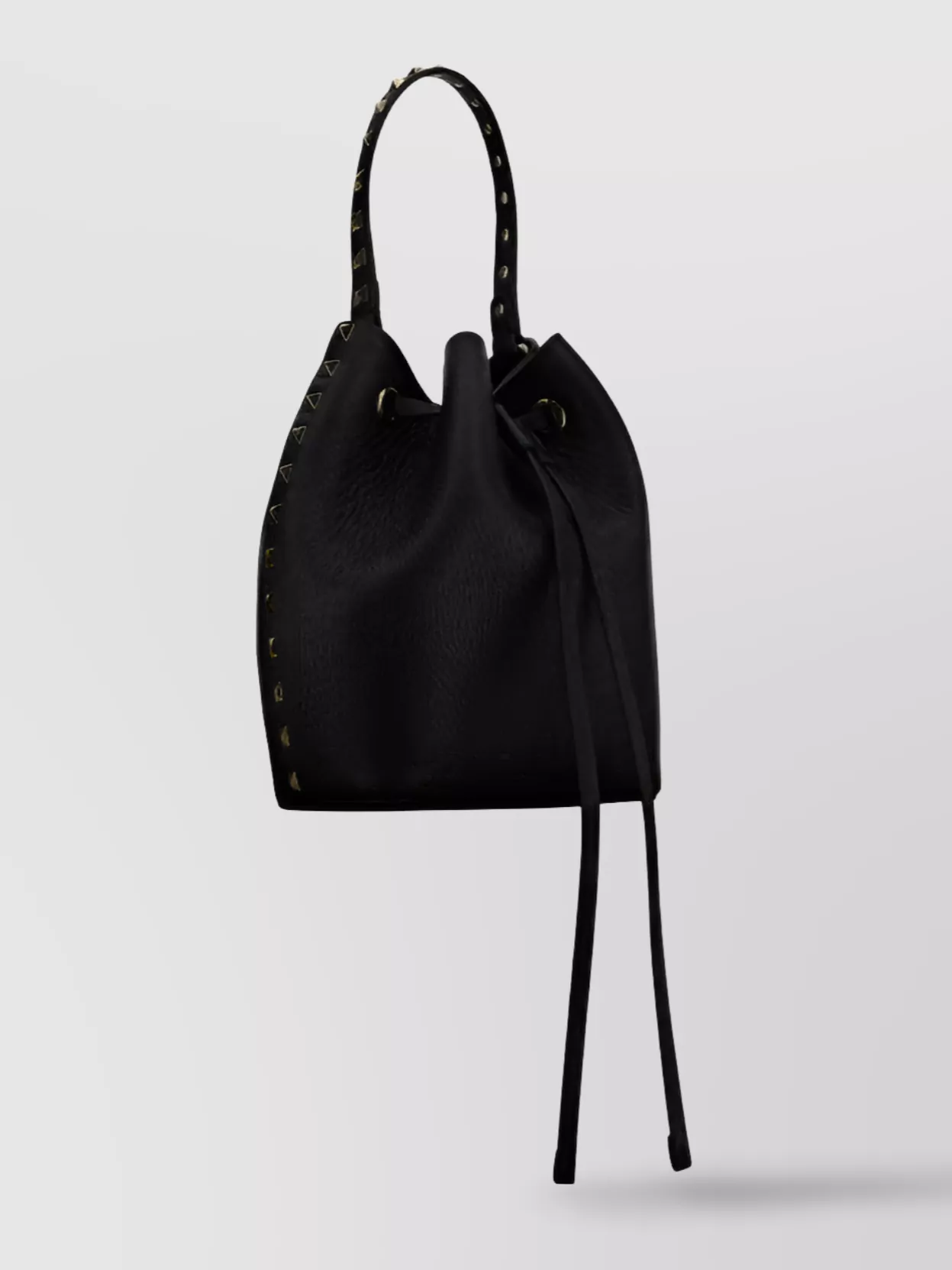 VALENTINO GARAVANI TEXTURED DRAWSTRING BAG WITH STUDS AND HANDLE