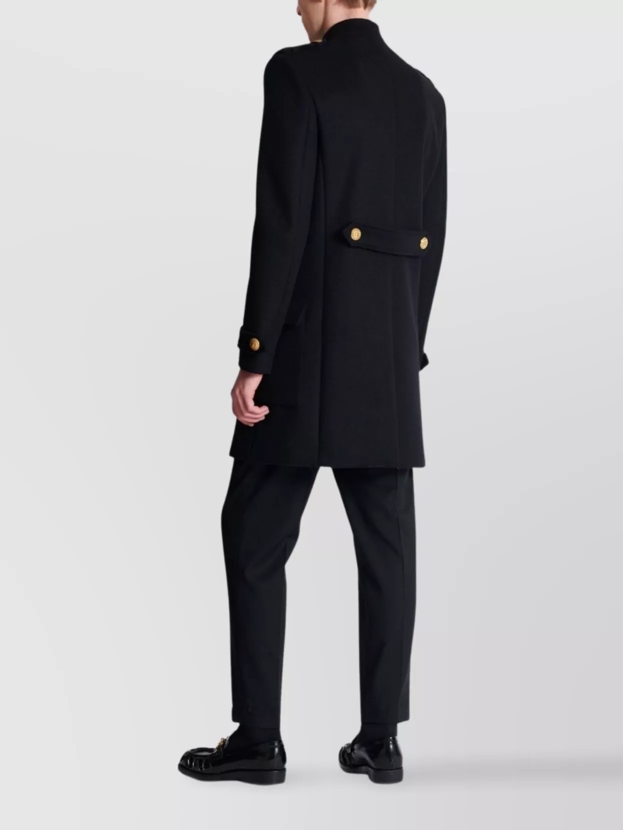 Balmain Wool And Cashmere Coat With Detachable Bib Front In Black