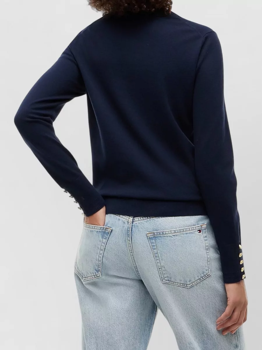 Tommy Hilfiger Fine-Knit V-Neck Cotton Sweatshirt