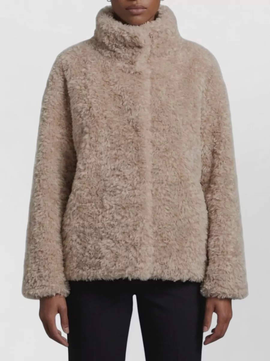 Herno faux fur stand collar short coat