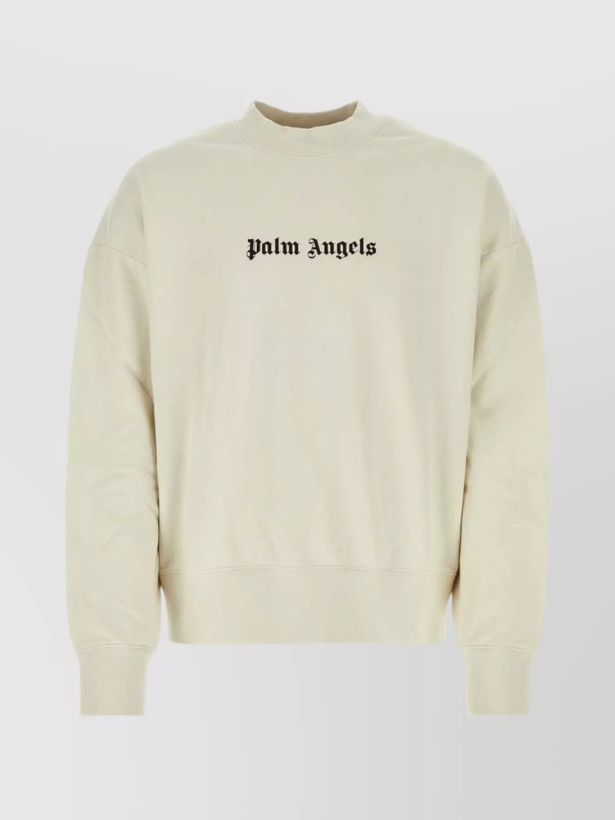 Shop Palm Angels Cotton Crewneck Sweatshirt With Ribbed Cuffs And Hem