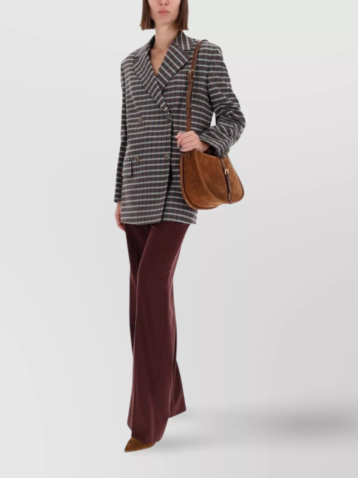 Etro Checkered Jacket With Notched Lapels And Pockets In Blue