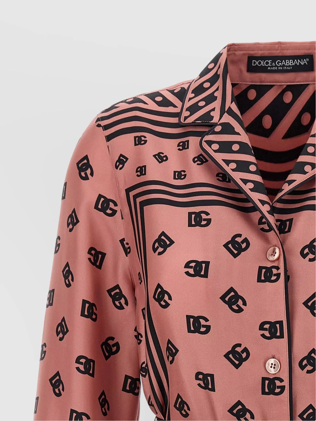 Dolce & Gabbana Silk Twill Pajama Shirt Dg Logo