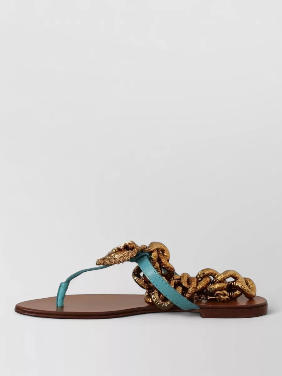 Dolce&Gabbana Leather Flat Sandals