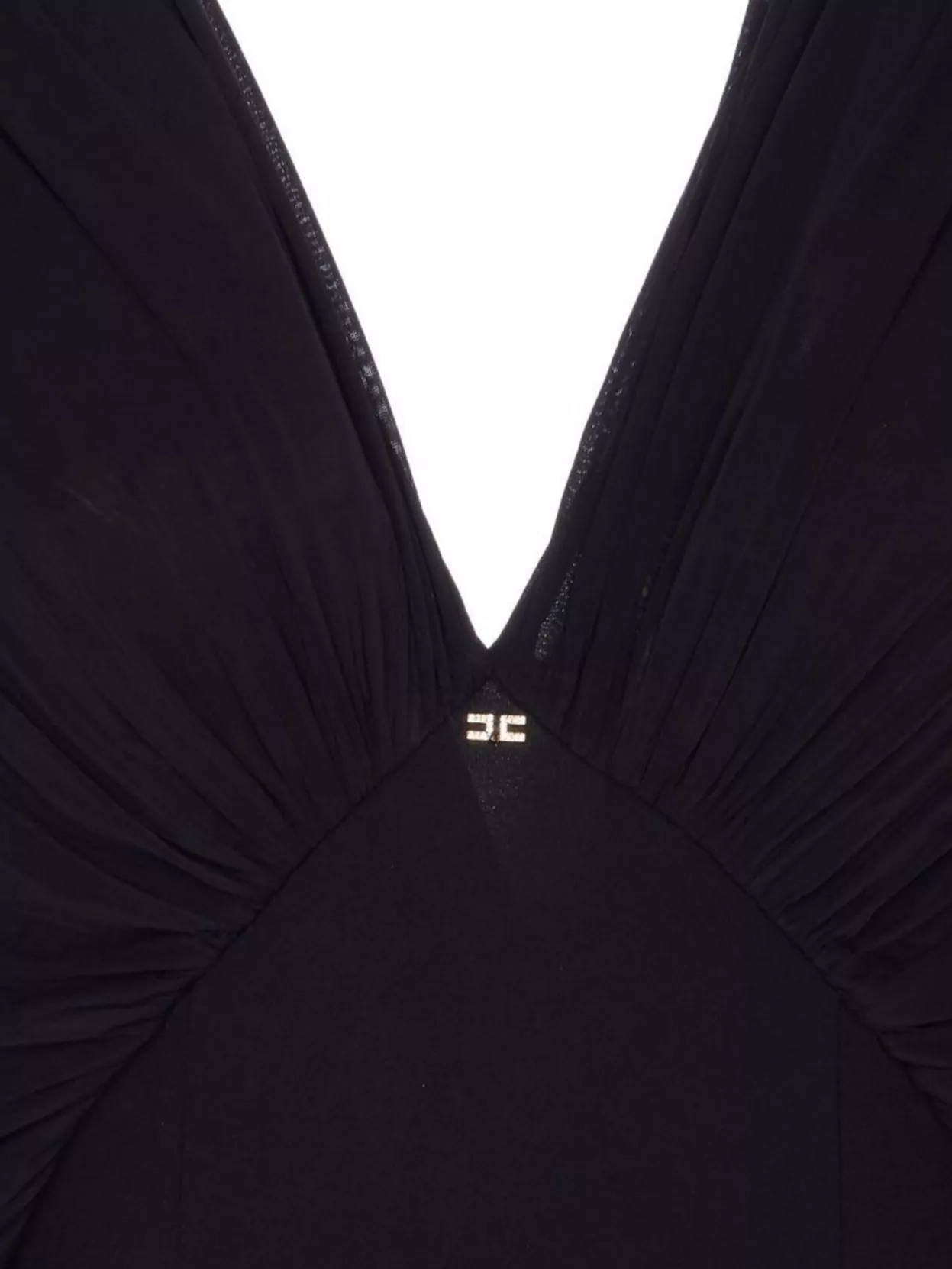 Elisabetta Franchi Draped V Neck Sheer Fabric Top