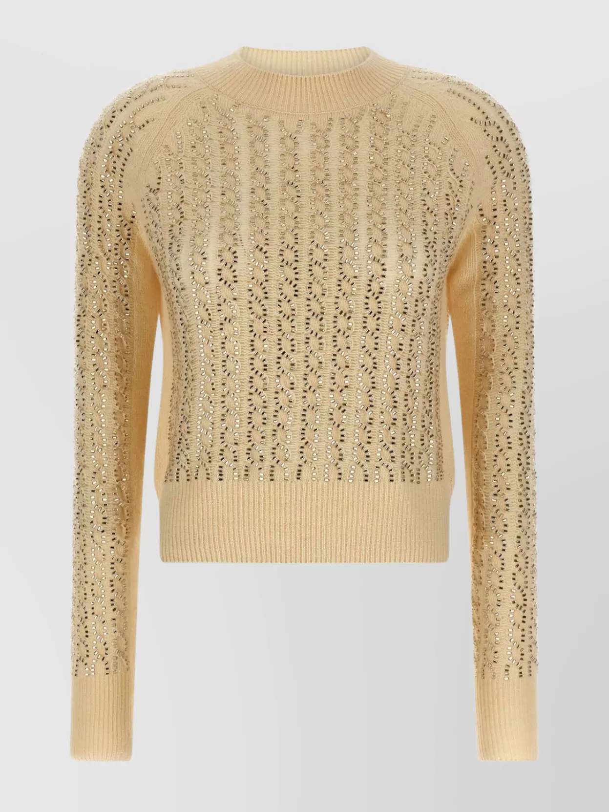 Ermanno Scervino Baguette Studded Sweater Sweaters And Cardigans Beige In Brown