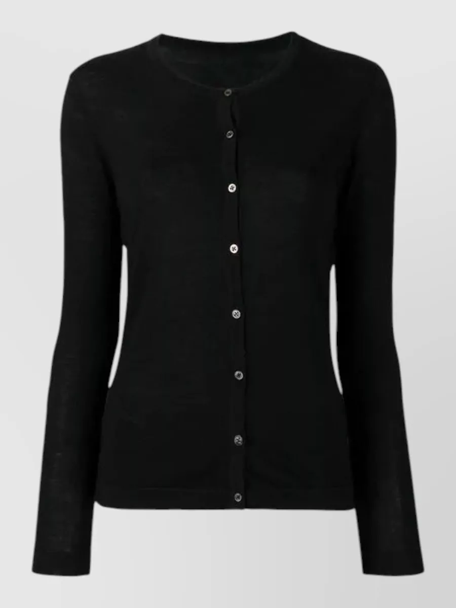 La Rose merino wool round neck long-sleeve cardigan