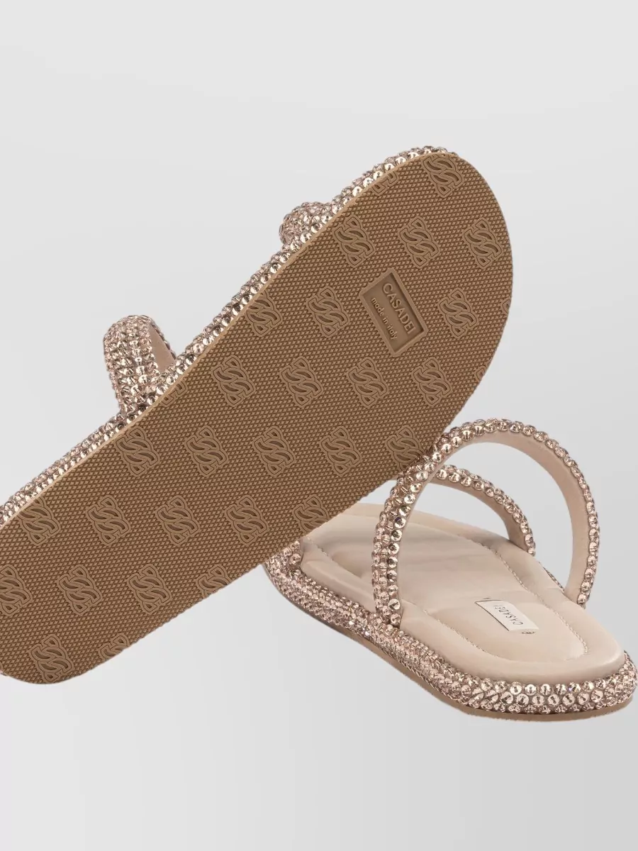 Casadei Sandals Embellished Straps Flat Sole Open Toe