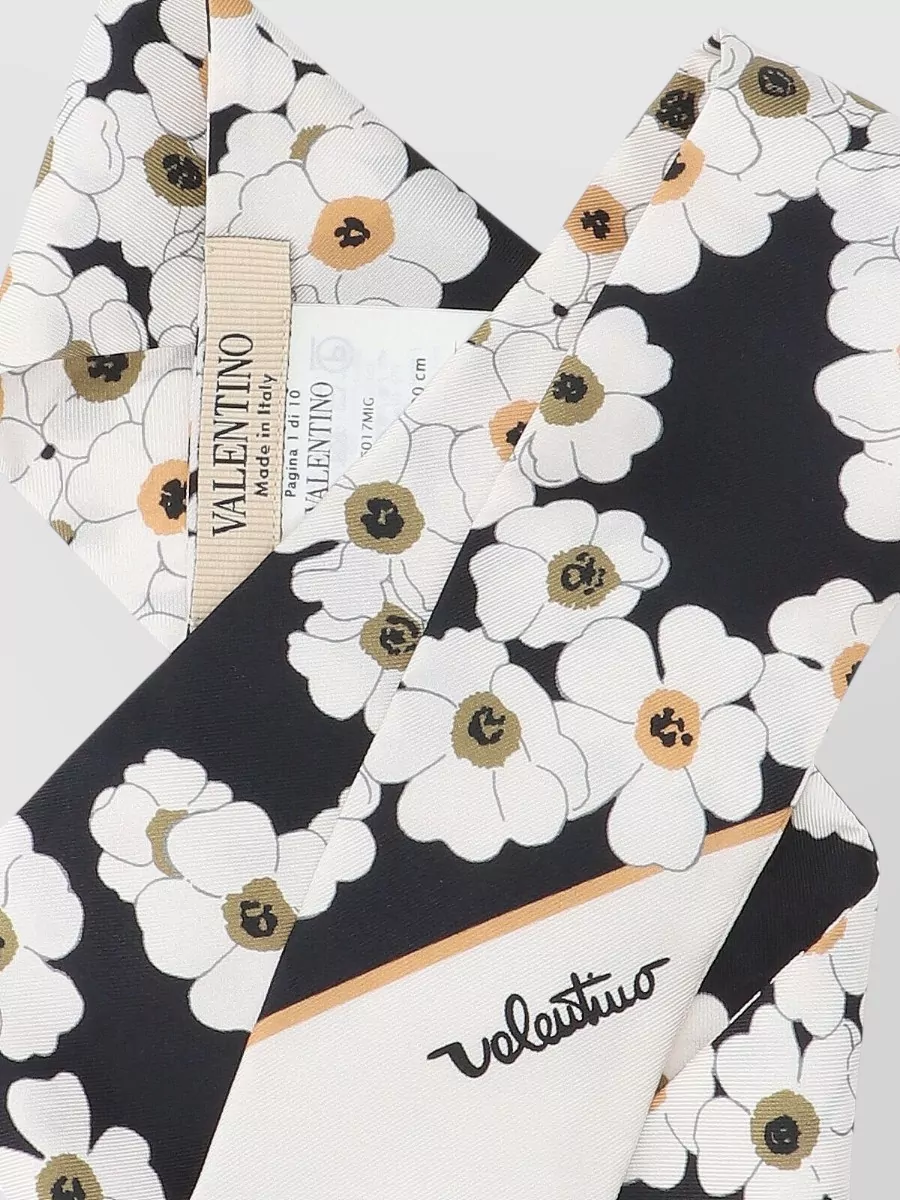 Valentino Floral Patterned Scarf Pointed Ends