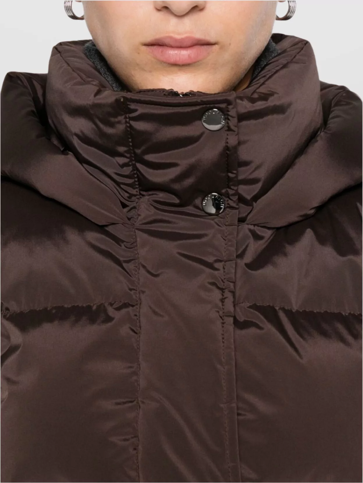 Woolrich Long Hooded Down Jacket And Pockets