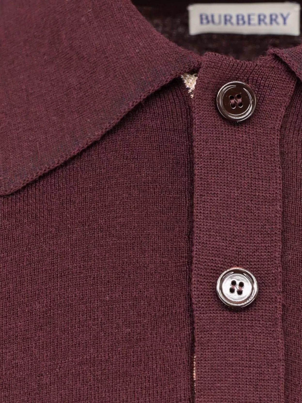 Burberry Polo Collar Ribbed Knit Sweater
