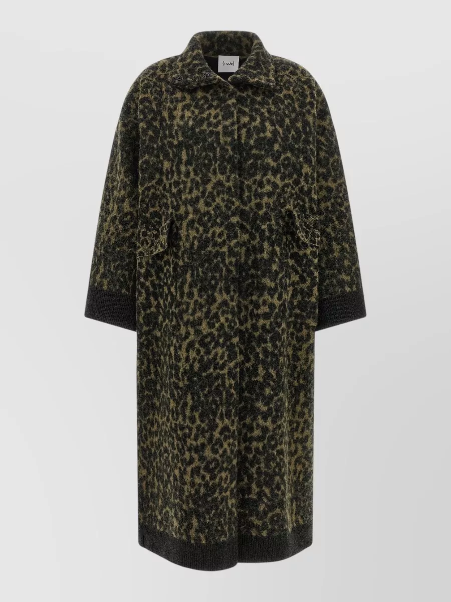Nude Animal-print oversized coat