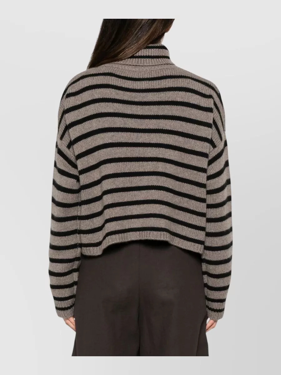 Lisa Yang Striped Ribbed Cashmere Turtleneck Sweater