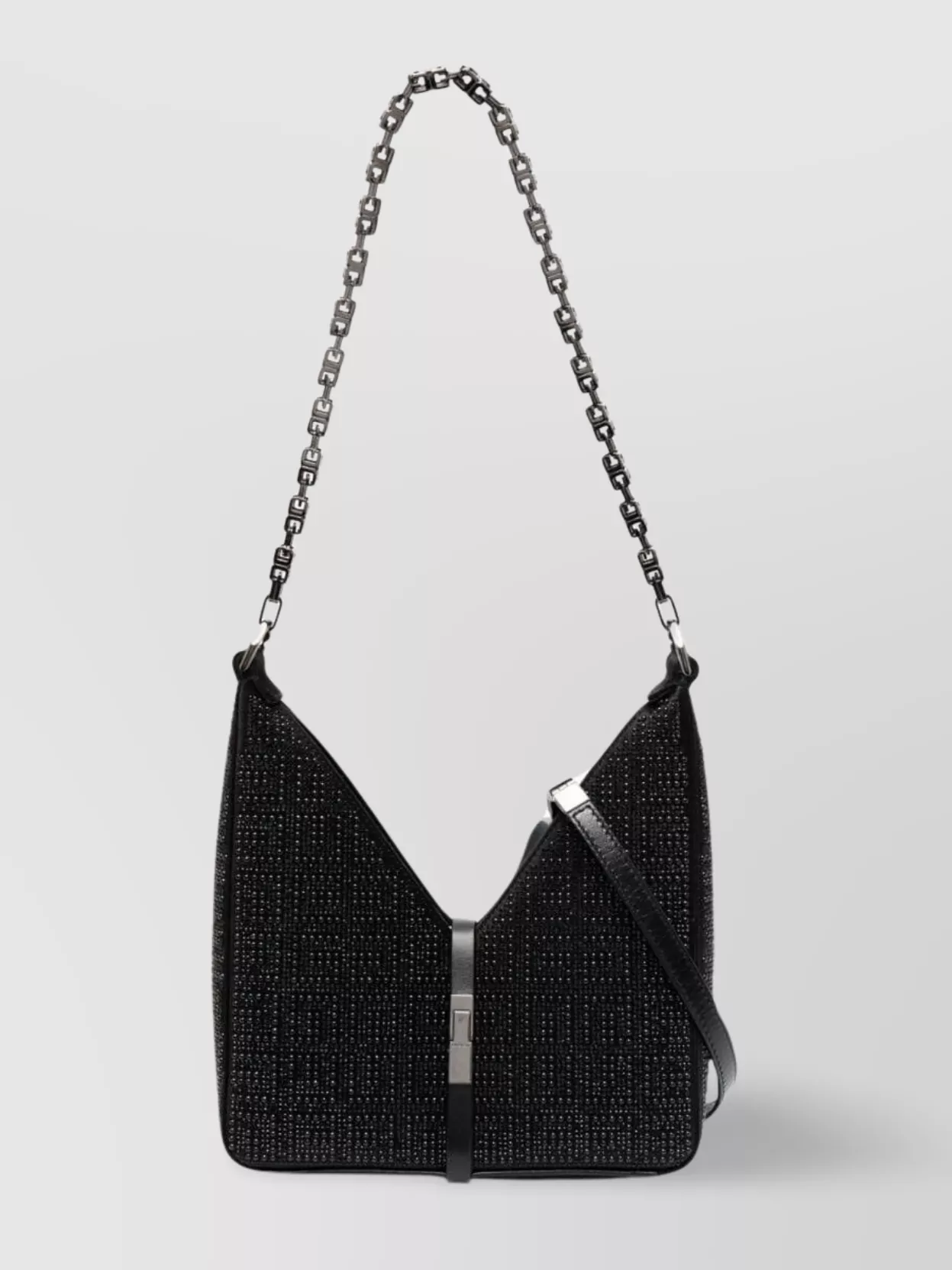 Shop Givenchy Leather Chain-link Shoulder Bag In Black