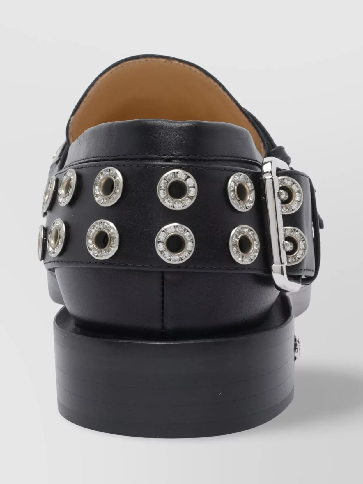 Mach&mach Vintage Buckle Belt Loafers With Stud Detail In Black