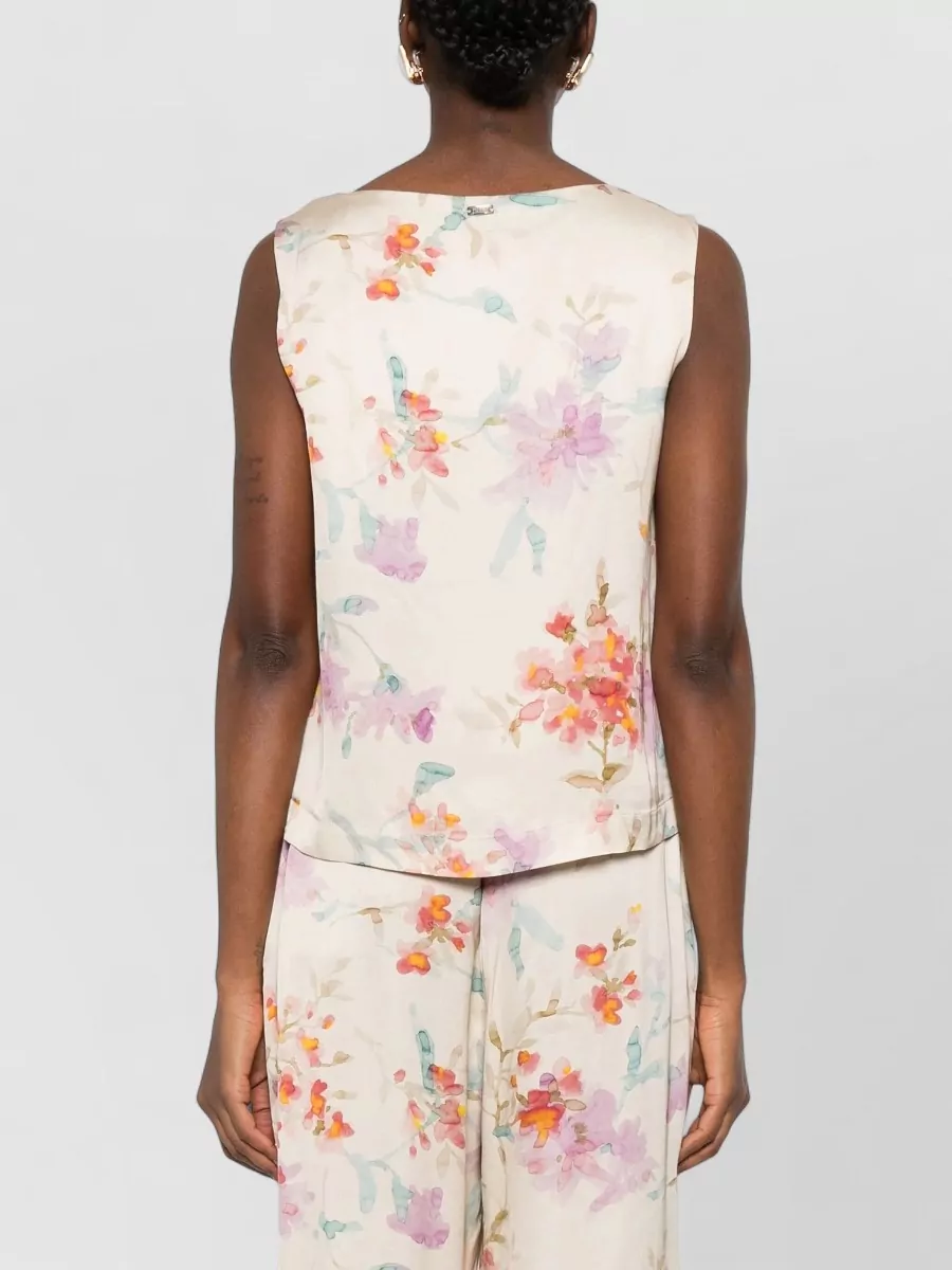 Herno Floral-Print V-Neck Sleeveless Top