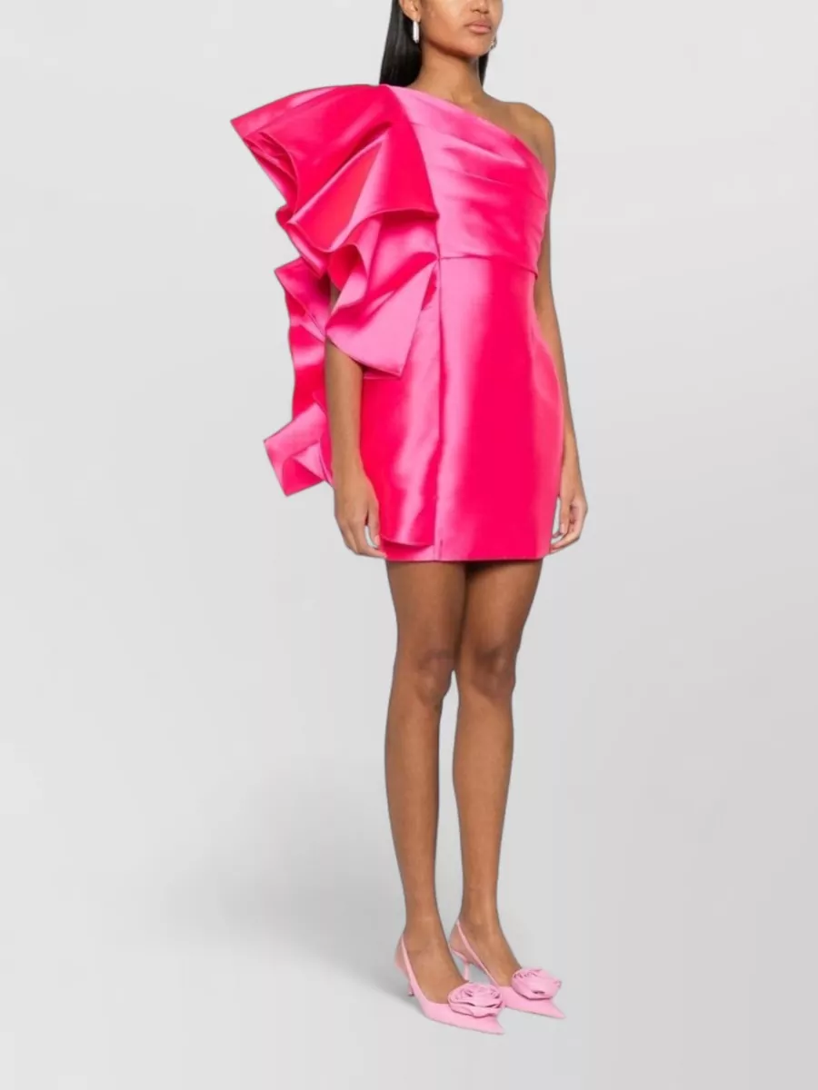 Solace London Asymmetric One-Shoulder Sleeveless Draped Mini Dress