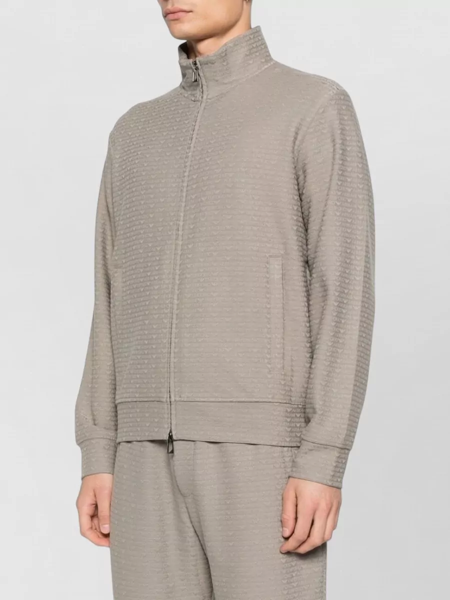 Emporio Armani Textured Zip-Up Lightweight Jacket