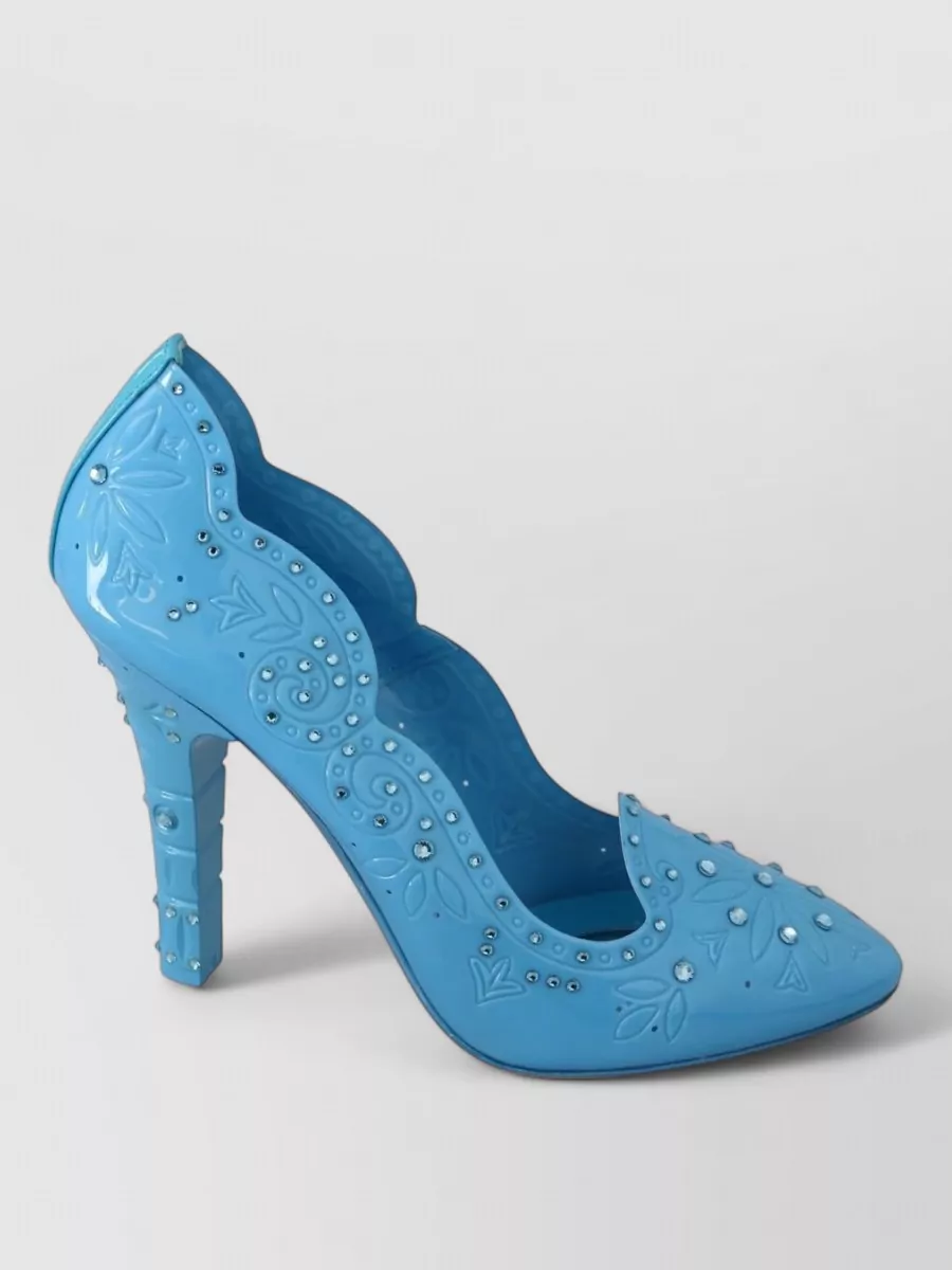 Dolce&Gabbana Leather Floral Crystal-Embellished Pumps