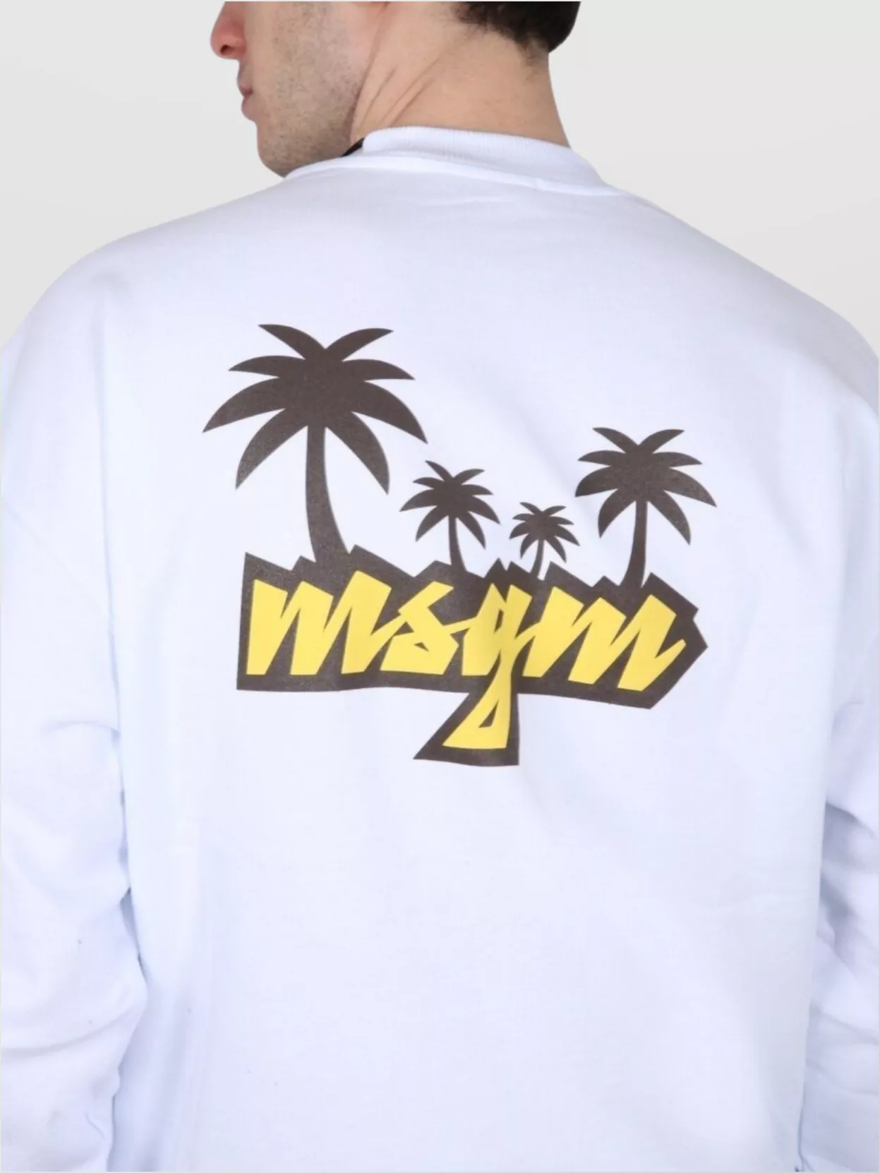 Msgm Logo Crewneck Sweatshirt With Palm Tree Graphic