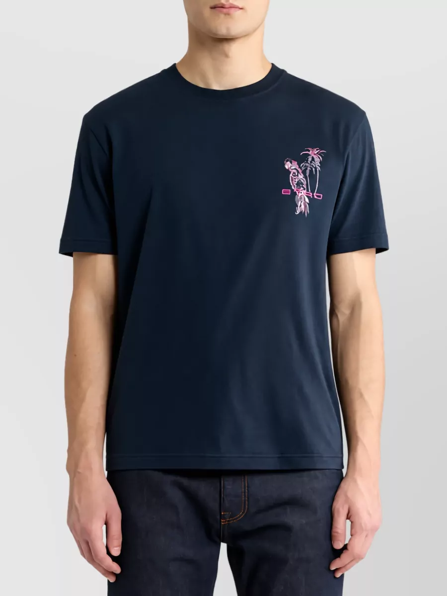 Etro cotton parrot embroidered short sleeve t-shirt