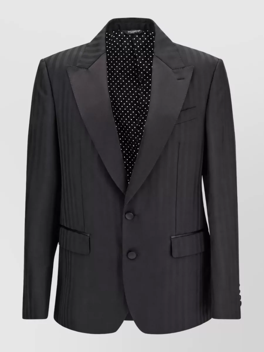 Dolce&Gabbana wool silk striped single breasted coat