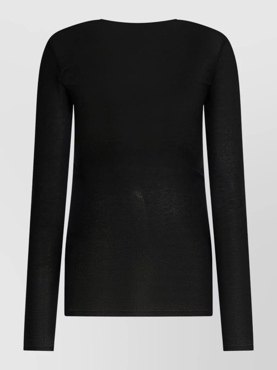 Soeur Long Sleeve Round Neck Sheer Button Top