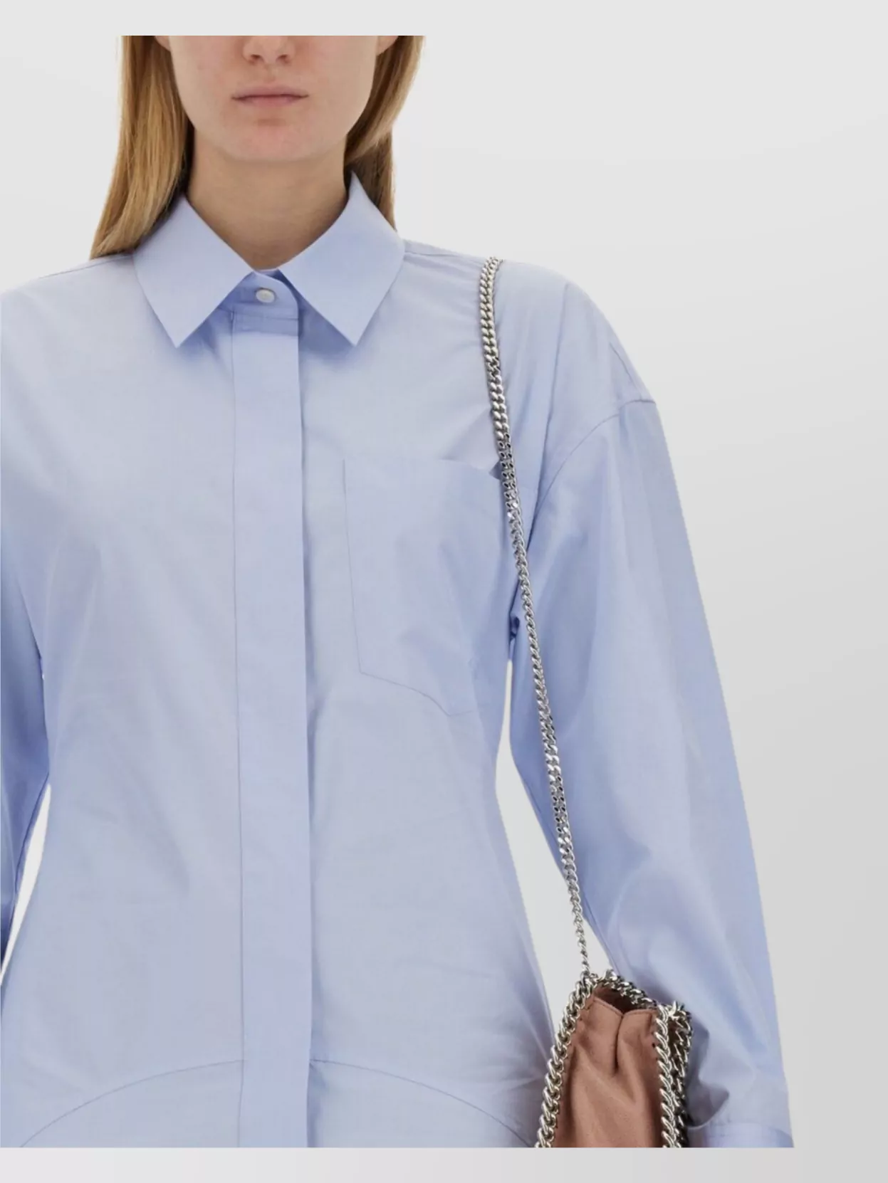 Stella Mccartney Hem Asymmetric Shirt Dress With Chest Pocket