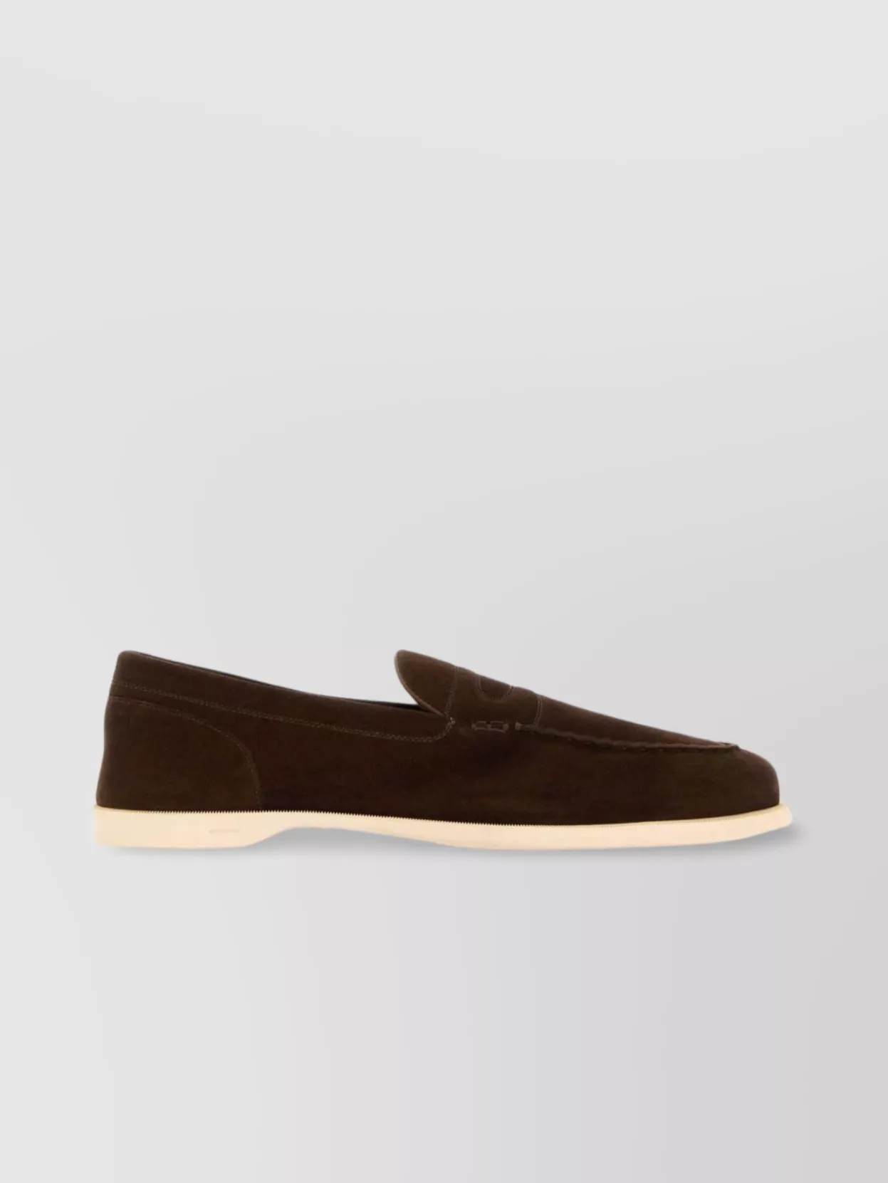 Shop John Lobb Round Toe Suede Lace-up Loafers