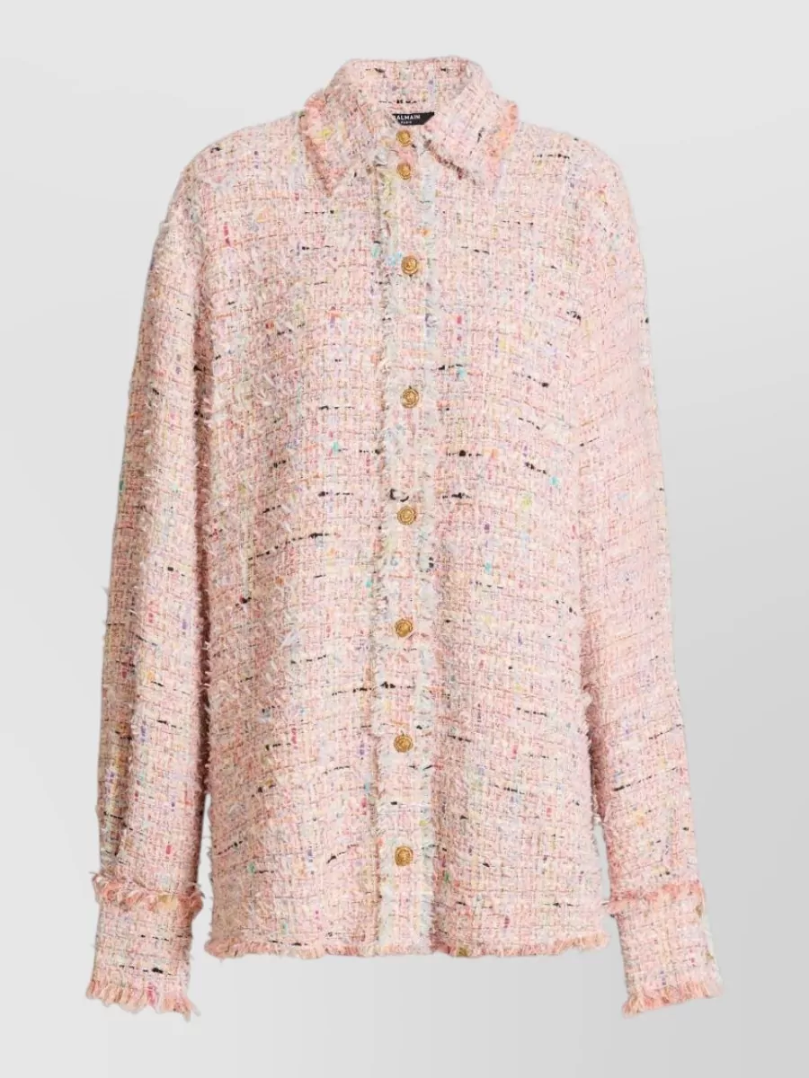 Balmain tweed long-sleeve shirt jacket