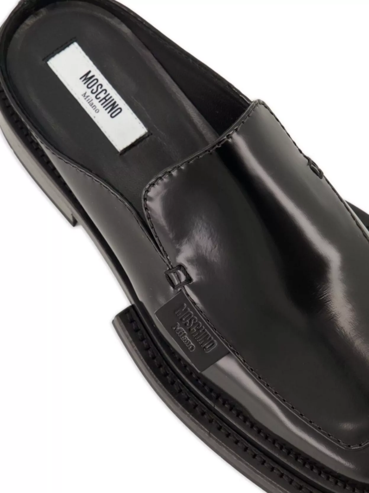 Moschino Chunky Heel Mules Glossy Finish