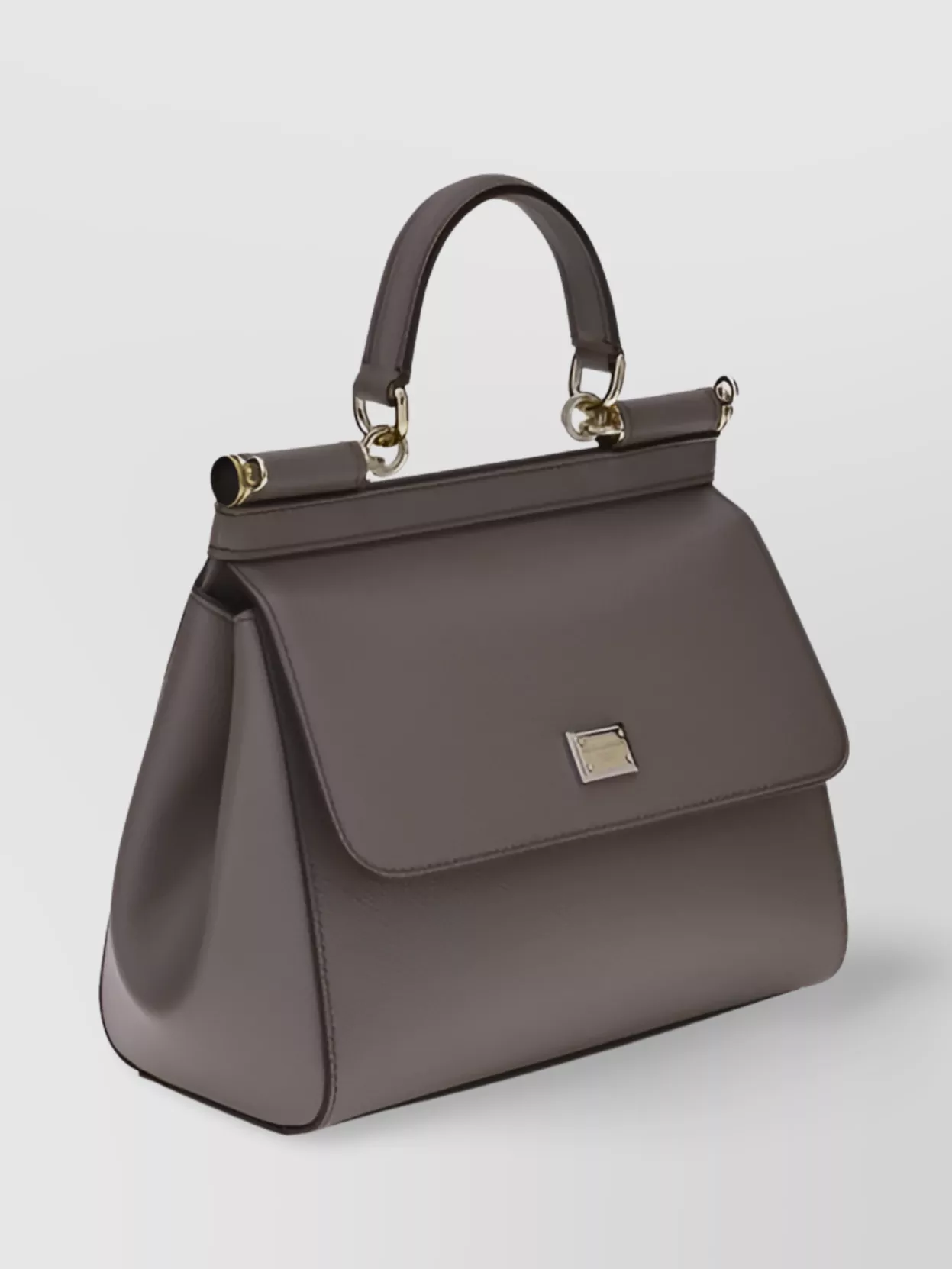 Dolce & Gabbana Medium Sicily Calfskin Logo-plaque Top Handle Bag In Gray