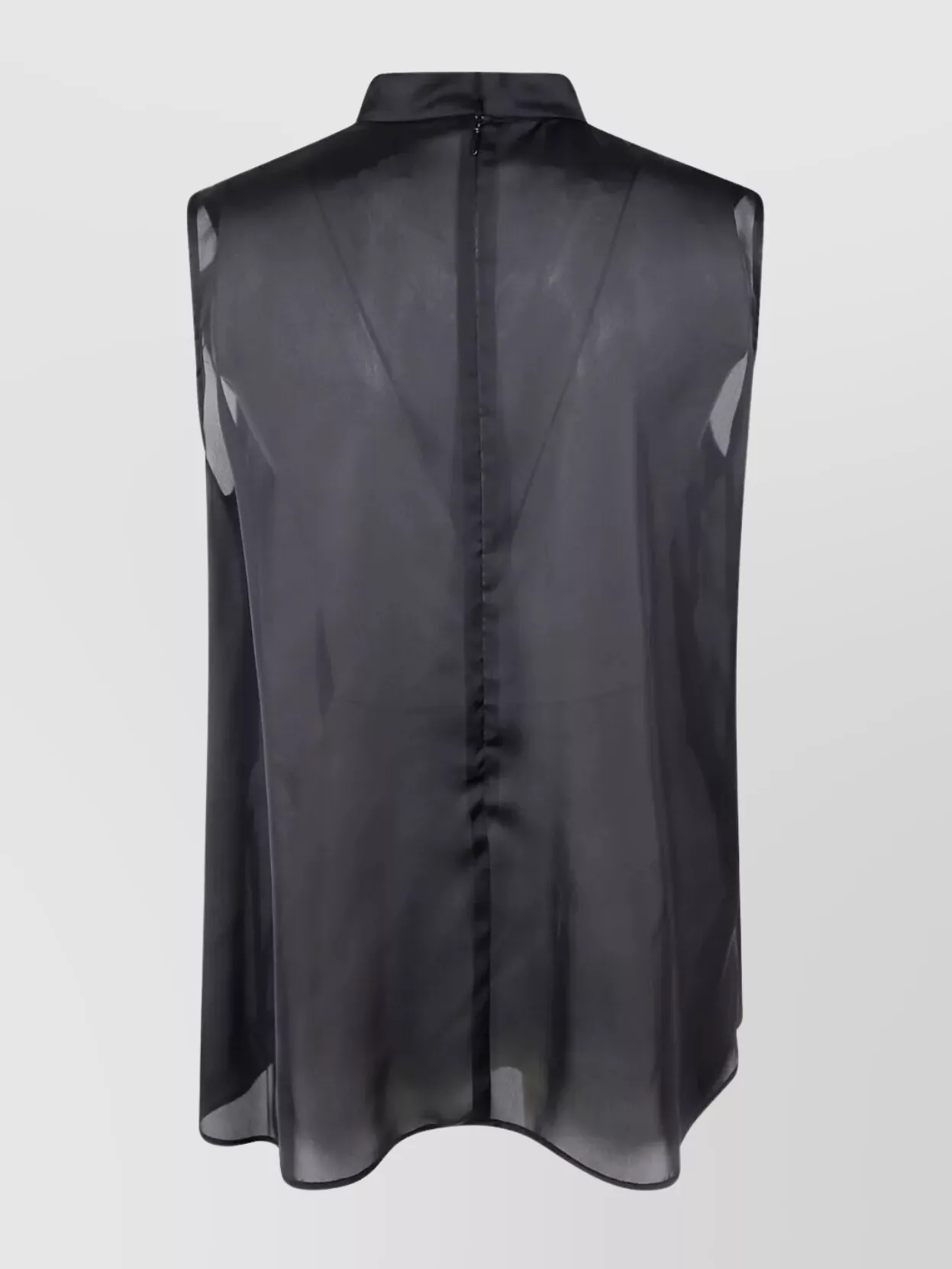 Sacai Ruffle Sheer Sleeveless Top In Black