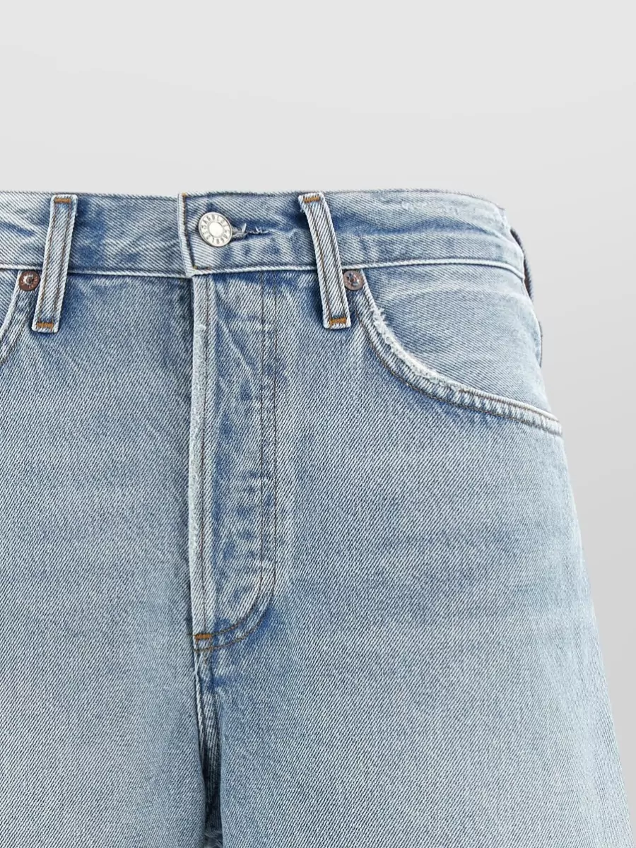 Agolde High-Rise Wide-Leg Denim Knee-Length Shorts